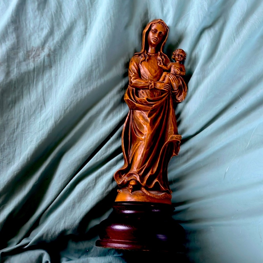 Vintage large French Statue Madonna and child figurine statue
